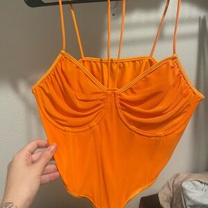 SHEIN Orange Crop Top with Spaghetti Straps